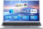 BLUEING 14" Laptop Computer, Win 11 Laptop, 8GB RAM 512GB SSD, Quad-Core Pentium ProcessorUp To 2.64GHz, 1080P FHD IPS, Wi-Fi 5, BT5.0, HDMI, Students, Lightweight