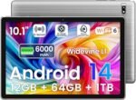 Tablet 10.1 Inch Android 14 Tablet Octa-Core, 12GB RAM64GB ROM 1TB Expand, 28MP Camera, BT5, Tablets PC 2.45G WiFi 6,1080 IPS FHD Screen, Tablets Android Gifts for Men Women