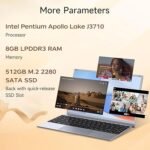 BLUEING 14" Laptop Computer, Win 11 Laptop, 8GB RAM 512GB SSD, Quad-Core Pentium ProcessorUp To 2.64GHz, 1080P FHD IPS, Wi-Fi 5, BT5.0, HDMI, Students, Lightweight - Image 2