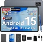 Tablet 2025 Latest Android 15 Tablets With 10.1 Inch Incell Display, 24GB RAM 256GB ROM /2TB TF, Gemini AI, T606 Octa-Core+8MP Camera, 5000mAh, Widevine L1, 2 In 1 Tablets With Keyboard Mouse Stylus