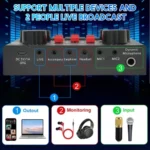 2 stúdió felvételkészlet podcast berendezéscsomag zenei keverő 2 mikrofon BM-800 - Image 2