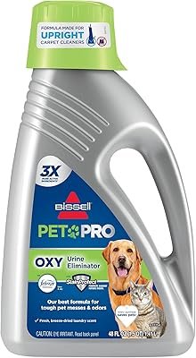 Bissell PET PRO OXY Urine Eliminator With Febreze Carpet Deep Clean Solution, With StainProtect Technology, For Use In Leading Upright Carpet Cleaners, 48oz, Our Best Formula For Pet Messes & Odors
