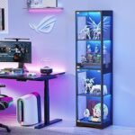BROTTAR Glass Display Cabinet, 4-Tier Curio Cabinets with 3 Color Lights for Collectibles, Storage Cabinet with Door, Glass Display Case & Bookcase with Human Body Sensor, Black - Image 4