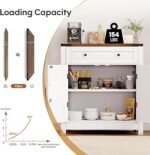 GRUSIGN 30" Coffee Bar Station, Kitchen Sideboard Buffet Cabinet With A Drawer And Adjustable Shelf, Modern Farmhouse Storage Cabinet For Kitchen, Living Room, Entryway, White - Image 2