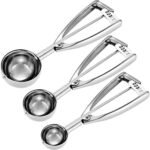 Fayomir Cookie Scoop Set - Small1 Tbsp, Medium2 Tbsp, Large3 Tbsp - Cookie Dough Scoop, Cookie Scoops for Baking Set of 3, Heavy-Duty 188 Stainless Steel Melon Baller Scoop Ice Cream Scoop