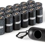 Amazon Basics Unscented Dog Poop Bags with Dispenser and Leash Clip, 300 Count, 20 Pack, Black, 13x9 Inches