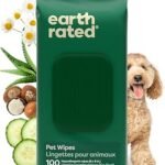 Earth Rated Pet Wipes For Dogs And Cats, Hypoallergenic, Cleaning And Hydrating, For Grooming Paws, Body And Butt, Unscented, 100 Count