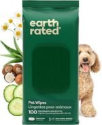 Earth Rated Pet Wipes For Dogs And Cats, Hypoallergenic, Cleaning And Hydrating, For Grooming Paws, Body And Butt, Unscented, 100 Count